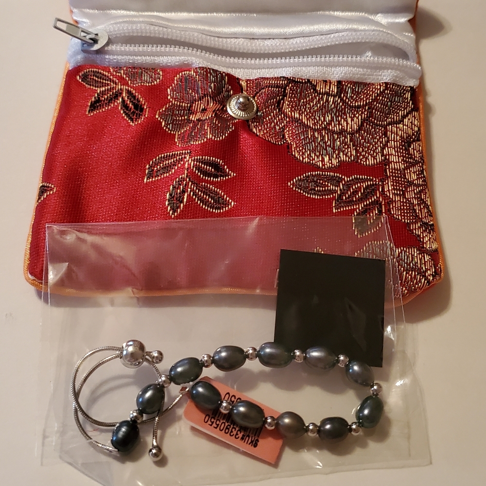 BEAUTIFUL STERLING SILVER PEARL BOLO BRACELET!